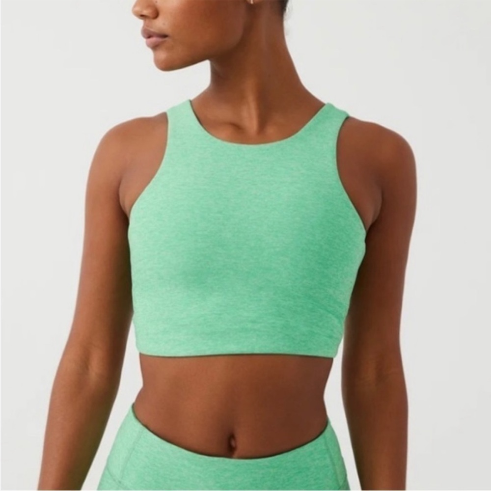 Outdoor Voices Green High-Neck Crop Sports Bra